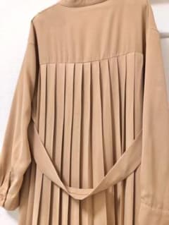 長袖　ロング丈　バックプリーツシャツワンピースのサムネイル