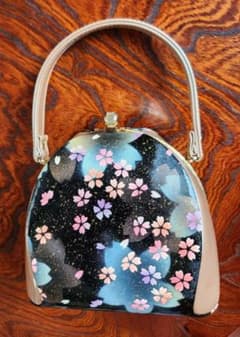 和装用バッグ 桜柄 がま口 ハンドバッグ