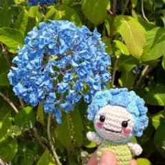 紫陽花のあみぐるみ(キーホルダー)☆青のサムネイル