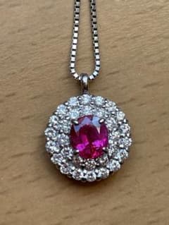 ルビー 0.75ct ダイヤモンド0.40ct プラチナ ペンダント ネックレス 