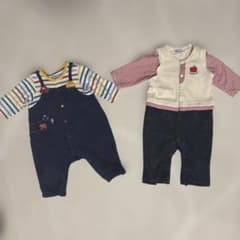 【ミキハウス】ロンパースsize70 2点セット（男女双子コーデ）のサムネイル