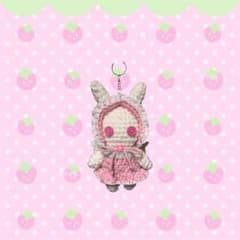 ハンドメイド編み物あみぐるみうさぎ天使いちごウィッシュコア平成