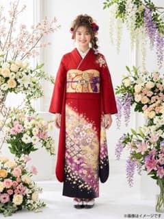 振り袖 フルセット 別誂刺繍半襟付長襦袢 金通し 赤 桜 ガード加工