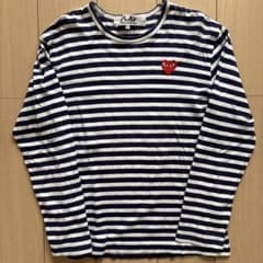 【美品/正規品】PLAY コムデギャルソン ボーダー ロンT ネイビー Lサイズのサムネイル