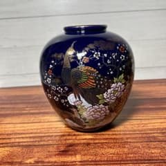 九谷焼 明陶 花瓶 孔雀 陶器 フラワースタンド - メルカリ