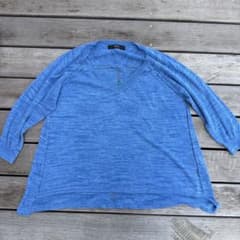 AZUL by moussy Vネック ニット ブルー M