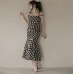 andmary Cecily check long dress - メルカリ