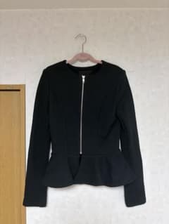 Sov. ノーカラージャケット ペプラム ブラックのサムネイル