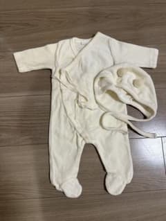 monbebe くま耳　ボンネット　noeul ベロア　ロンパース　退院着