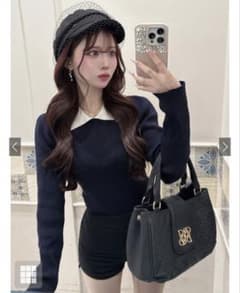 GRL ロゴ刺繍襟付きニットトップスのサムネイル