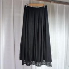 Soffit 黒 シフォンプリーツロングスカート メッシュ裾のサムネイル