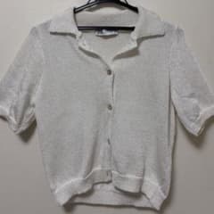 ZARA プレーンニットポロカラートップス カーディガン半袖のサムネイル