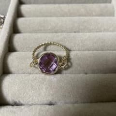 ハンドメイド　紫リング　約9号のサムネイル