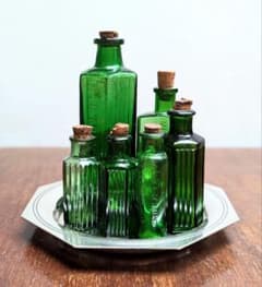 イギリスアンティーク 六角薬瓶 2本セットグリーン メディスンボトル 時代差あり m66866453029_1.jpg?1749356827