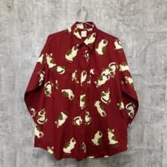 Karl Helmut 猫柄 長袖シャツ レッド Karl Helmut 猫柄 長袖シャツ レッド - メルカリ