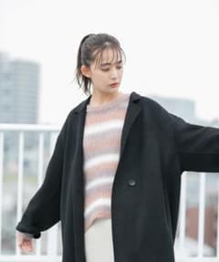 VIS ビス ロングテーラードコート 黒 コート ウール リバー仕立てのサムネイル
