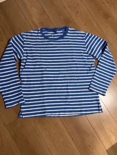 UNIQLO ボーダーカットソー ブルー×ホワイト Lのサムネイル