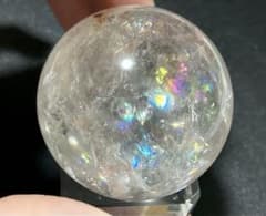 超希少 パイライト入り ピンクアゼツライト スフィア 丸玉 虹入り