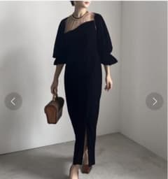 アメリヴィンテージ 2WAY CURVE VELOURS DRESS ブラック - メルカリ