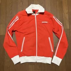 adidasトラックジャケット レッド×ホワイト L - メルカリ