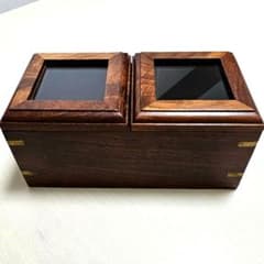アンティーク雑貨品、小物入れ2個組、木目調ボックスのサムネイル