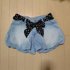 再値下げ！☆可愛い☆裾バルーン☆デニム ショートパンツ リボンベルト付きのサムネイル