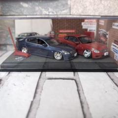 1/43 V36スカイライン　クーペ+セダン+ジオラマケース付き　改造ミニカー 1/43 V36スカイライン クーペ+セダン+ジオラマケース付き 改造
