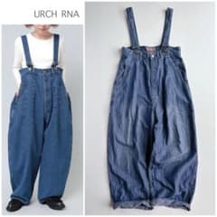 URCH RNA ⿻ 綿麻 コクーンワイドなサスペンダーパンツ デニム