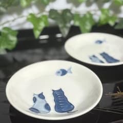 Thumbnail of 猫と魚の可愛い小皿 ペアセット 和モダン食器