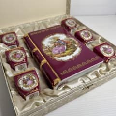 ①レア！空瓶 リモージュ 陶器ボトル ブックボトル ショットグラス 6客セット ①レア！空瓶 リモージュ 陶器ボトル ブックボトル ショットグラス 6客