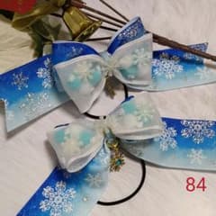 グログランリボン　キッズヘアゴム　ハンドメイド☆雪の結晶のサムネイル
