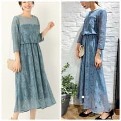 美品★完売色★レースキリカエフレアワンピース★のサムネイル