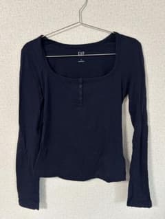 GAP ネイビー 長袖 ヘンリーネック カットソーのサムネイル