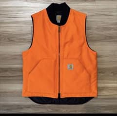 レアカラー 超美品】カーハート ベストV01 BLZ オレンジ Mサイズ