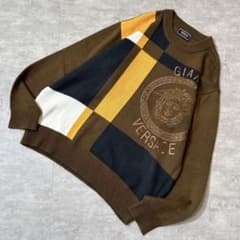 90s VERSACE メデューサ ロゴ バイカラー ニット ヴェルサーチ - メルカリ