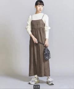 未使用に近い＊BEAUTY&YOUTH/ギャザーパイピングキャミワンピースのサムネイル