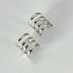 Women's Ear Cuff, Pair, Sterling Silver 925, Four-Strand, Stylish, Simple, Beautiful