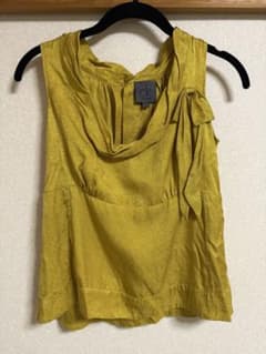 Calvin Klein 100%シルクイエローノースリーブシャツのサムネイル