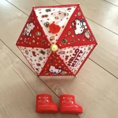 멜 양 Hello Kitty 키티 콜라보 미니 우산과 장화 레인 부츠