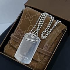 GUCCI SV925 ドッグタグ プレートネックレス 純正ボールチェーン 箱付