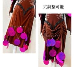 新品☆ラテンドレス☆L☆社交ダンス☆ピンクスパンコール☆競技会☆茶