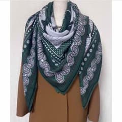 HERMES バンダナ エルメス スカーフ カシシル ストール グリーン 
