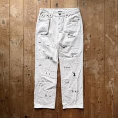 Used スラックス メモリアルパンツ ビンテージ リメイク ハンドペイント 古着 リメイク 一点物 ハンドペイント メモリアルパンツ ワークパンツ