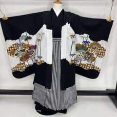 七五三☆男児 羽織 着物 袴セット☆5歳～ ☆黒☆古典☆兜 u-451 - メルカリ