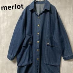 merlot メルロー　デニムジャケット アウター　ロング　裾フリンジ