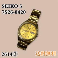 SEIKO 5 7S26-0420 自動巻き時計 ゴールド - メルカリ