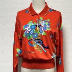 LEONARD SPORT 花柄 長袖ポロシャツ M 赤 総柄 コットン 日本製 - メルカリ