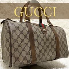 大容量 グッチ ボストンバック シェリーライン GG レザー キャンバス