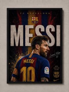 メッシ 額縁付き A4ポスター FCバルセロナ インテリア - メルカリ