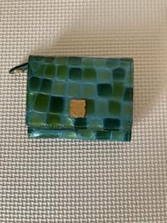 efffy 二つ折り財布 グリーンレザー 二つ折り財布 クロコダイル風のサムネイル